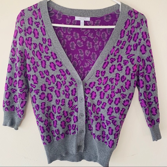 Delias Leopard Print Cardigan Size Xs 